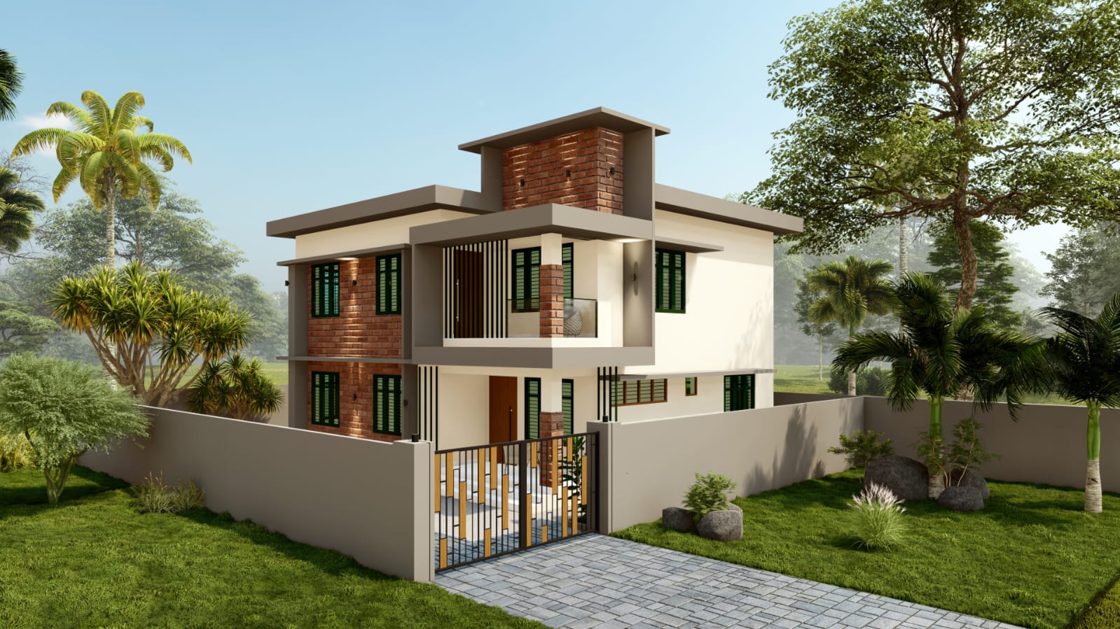 House behind a wall